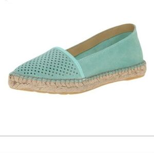 Miz Mooz Angela Mint Suede Perforated Espadrille Flats Size 38